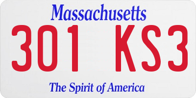 MA license plate 301KS3