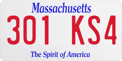 MA license plate 301KS4