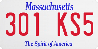 MA license plate 301KS5