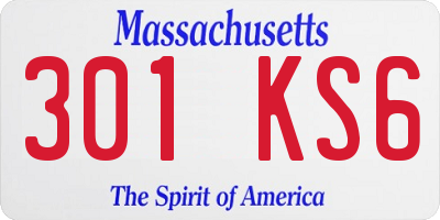 MA license plate 301KS6
