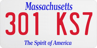 MA license plate 301KS7