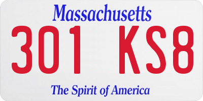 MA license plate 301KS8