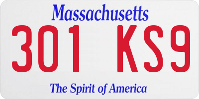 MA license plate 301KS9