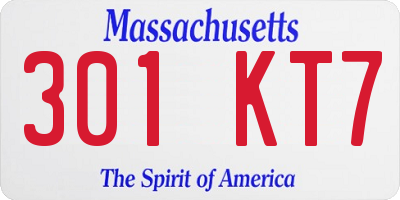 MA license plate 301KT7