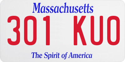 MA license plate 301KU0