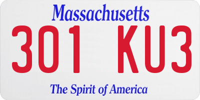 MA license plate 301KU3