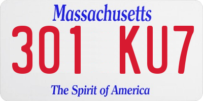 MA license plate 301KU7