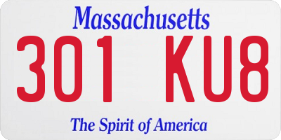 MA license plate 301KU8