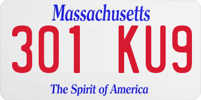 MA license plate 301KU9
