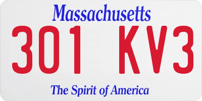 MA license plate 301KV3
