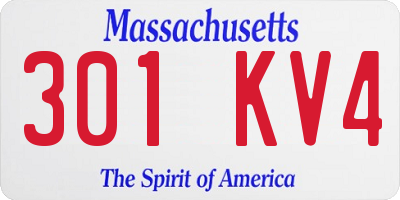 MA license plate 301KV4