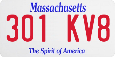 MA license plate 301KV8