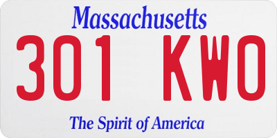MA license plate 301KW0