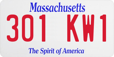 MA license plate 301KW1