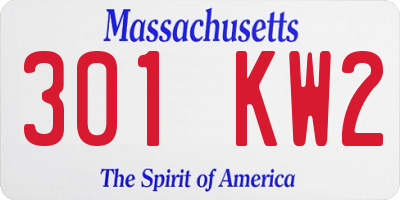 MA license plate 301KW2