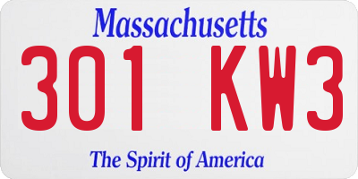 MA license plate 301KW3