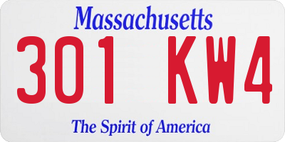 MA license plate 301KW4