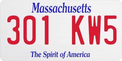 MA license plate 301KW5