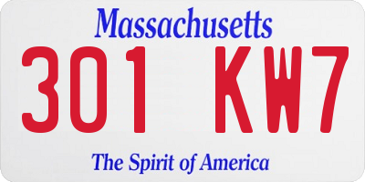 MA license plate 301KW7
