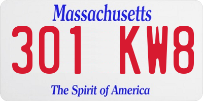 MA license plate 301KW8