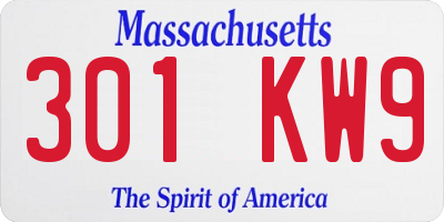 MA license plate 301KW9