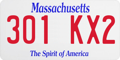 MA license plate 301KX2