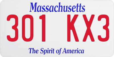 MA license plate 301KX3