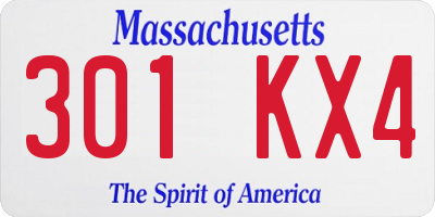 MA license plate 301KX4