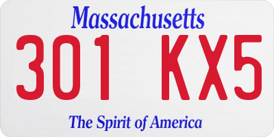 MA license plate 301KX5