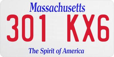 MA license plate 301KX6