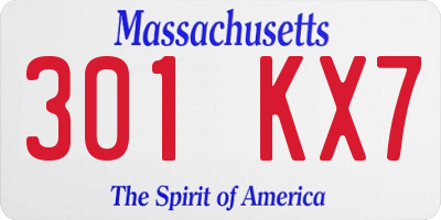 MA license plate 301KX7