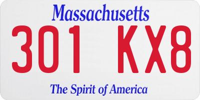 MA license plate 301KX8