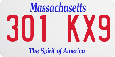 MA license plate 301KX9