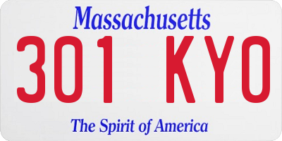 MA license plate 301KY0
