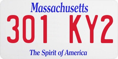 MA license plate 301KY2