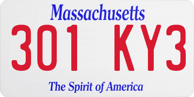 MA license plate 301KY3