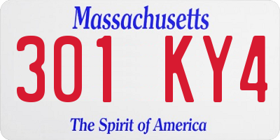 MA license plate 301KY4