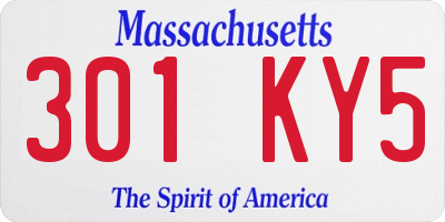 MA license plate 301KY5