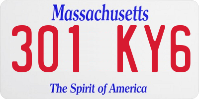 MA license plate 301KY6