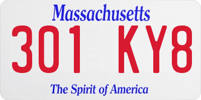 MA license plate 301KY8