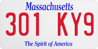 MA license plate 301KY9