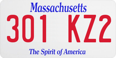 MA license plate 301KZ2