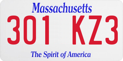 MA license plate 301KZ3