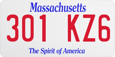 MA license plate 301KZ6