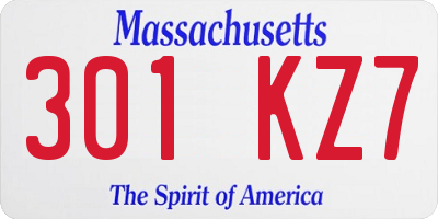 MA license plate 301KZ7