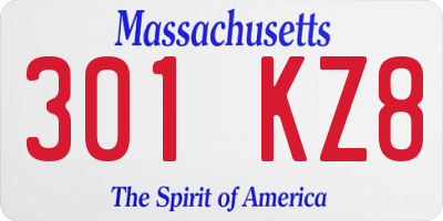 MA license plate 301KZ8