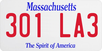 MA license plate 301LA3