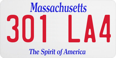 MA license plate 301LA4