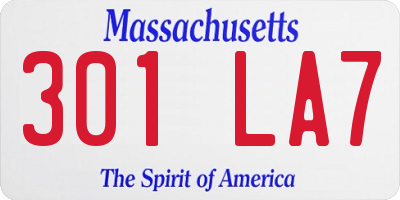 MA license plate 301LA7