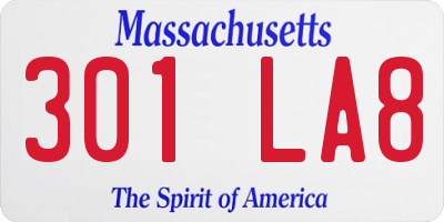 MA license plate 301LA8
